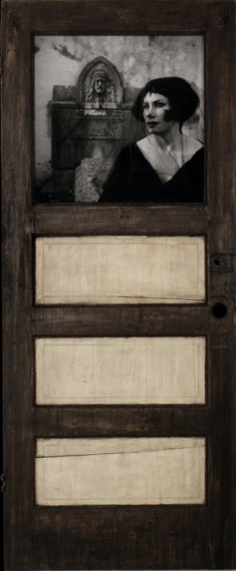 Rain in Spain.jpg - “Rain in Spain” 32 x 78 x 3” Holga Photograph, Mixed Media on Wood Door w/Glass 2007    