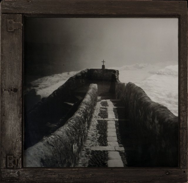 Remembrance.jpg - “Remembrance” 25 x 24 x 4”   Holga Photograph, Mixed Media on Wood Window w/Glass                2007  