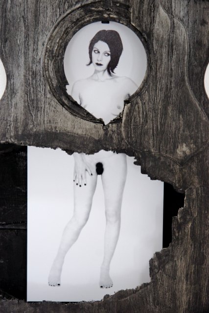 Beauty and a Broken Song VIII (Detail).JPG - “Beauty and a Broken Song VIII”   15 x 39 x 4”    Mixed Media on Burnt Guitar, Photograph   Photograph Developed by Jennifer Hart Biagiotti 2008  