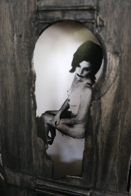 Beauty and a Broken Song XI (Detail).JPG - “Beauty and a Broken Song XII”   15 x 39 x 4”    Mixed Media on Burnt Guitar, Photograph   Photograph Developed by Jennifer Hart Biagiotti 2008  